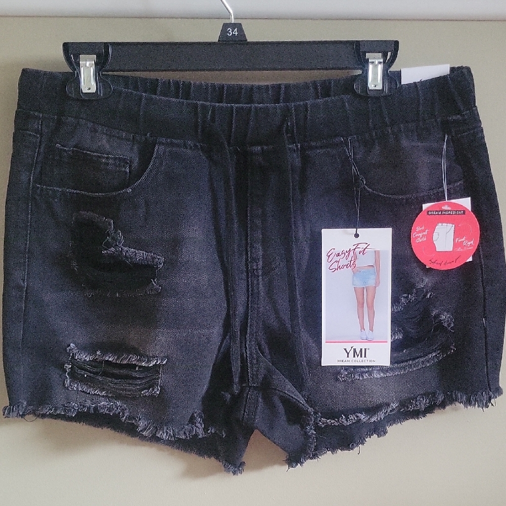 YMI Black Distressed Jean Shorts Raw Hem